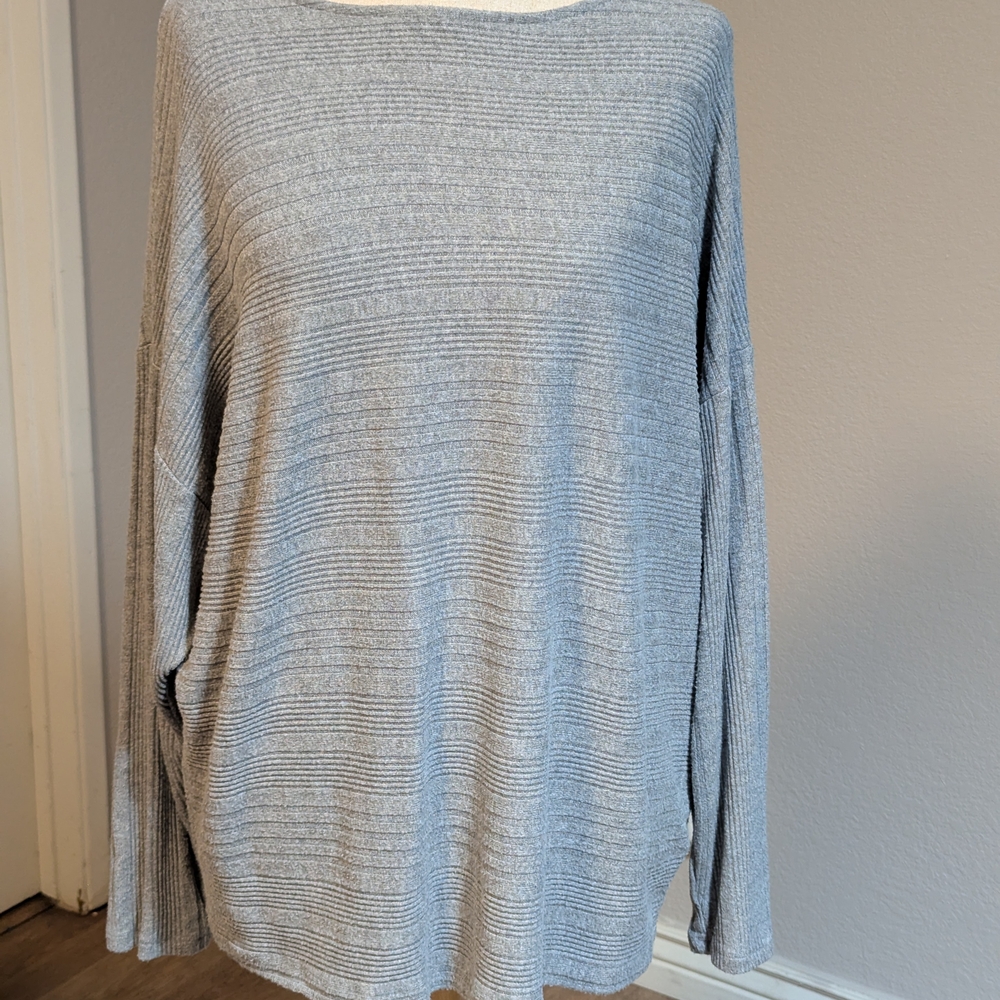 Simply Vera  Heather Gray Knit LS Top Size XL